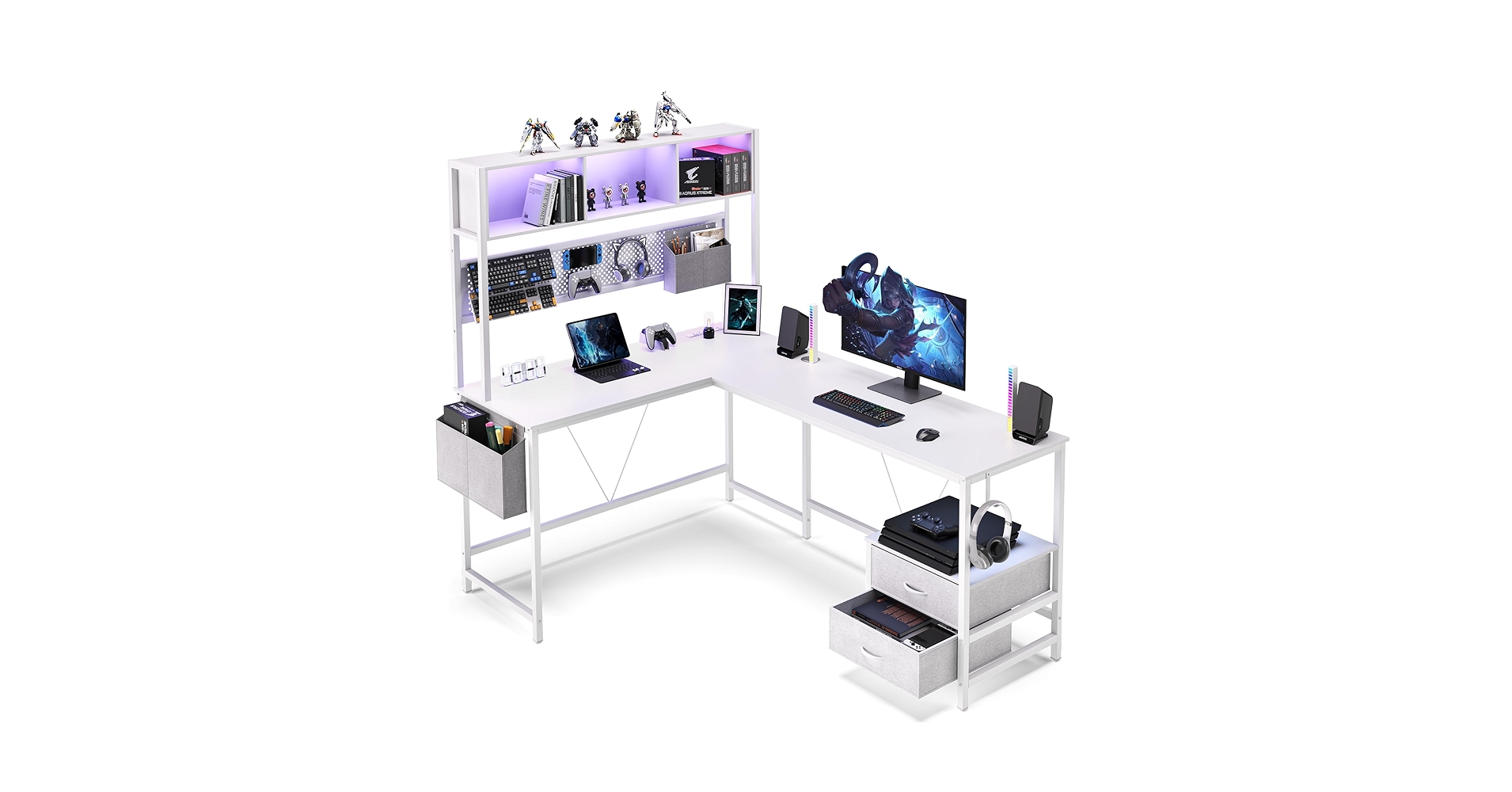 Amazon.com: Dowinx 67” L-Shaped Gaming Desk with Pegboard